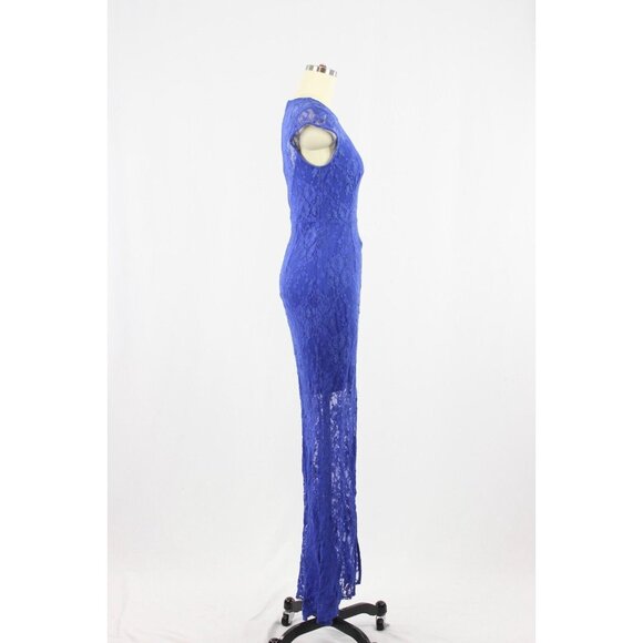 Vintage 00's LE CHATEAU Royal Blue Stretch Lace Fish Tail Maxi Dress, Size XS - Picture 2 of 12